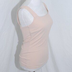 EUC Ribbed 16” pit to pit Womens Medium Khaki Tan Shirt Sleeveless Bodycon